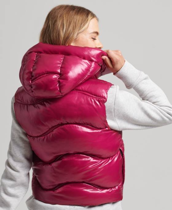 Superdry shine quilt gilet căptușit decupat îmbrăcăminte roz femei JX0Z5505