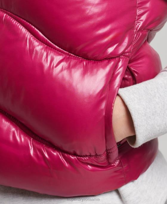 Superdry shine quilt gilet căptușit decupat îmbrăcăminte roz femei JX0Z5505