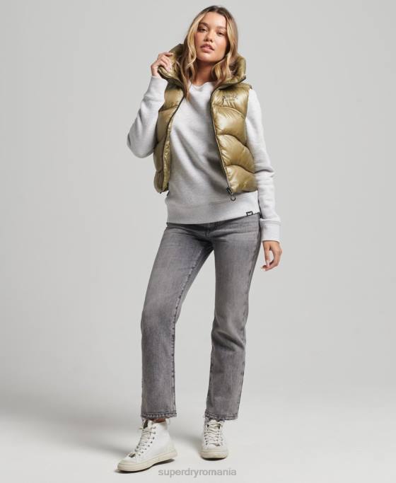 Superdry shine quilt gilet căptușit decupat îmbrăcăminte verde femei JX0Z5461