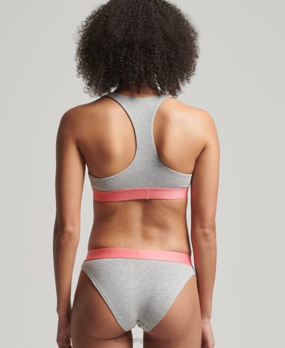 Superdry slip de bikini din bumbac organic cu logo mare îmbrăcăminte gri deschis femei JX0Z6561