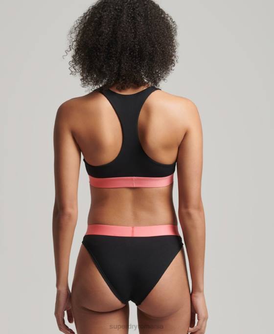 Superdry slip de bikini din bumbac organic cu logo mare îmbrăcăminte negru femei JX0Z4220