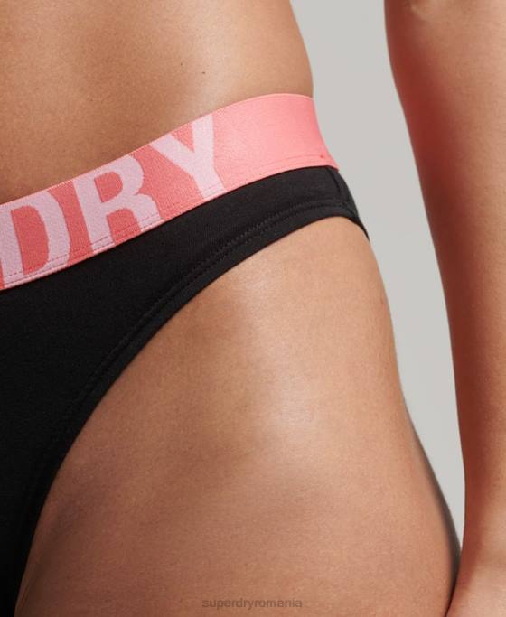 Superdry slip de bikini din bumbac organic cu logo mare îmbrăcăminte negru femei JX0Z4220