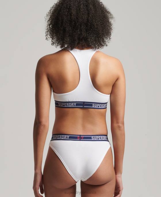 Superdry slip de bikini din bumbac organic cu mai multe sigle îmbrăcăminte alb femei JX0Z6627