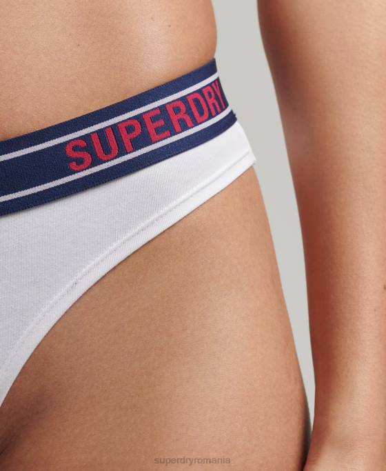 Superdry slip de bikini din bumbac organic cu mai multe sigle îmbrăcăminte alb femei JX0Z6627
