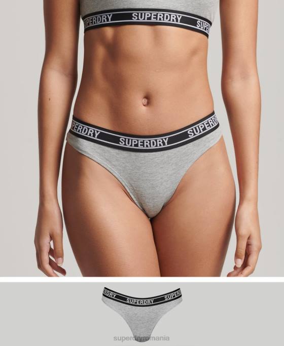 Superdry slip de bikini din bumbac organic cu mai multe sigle îmbrăcăminte gri deschis femei JX0Z6664