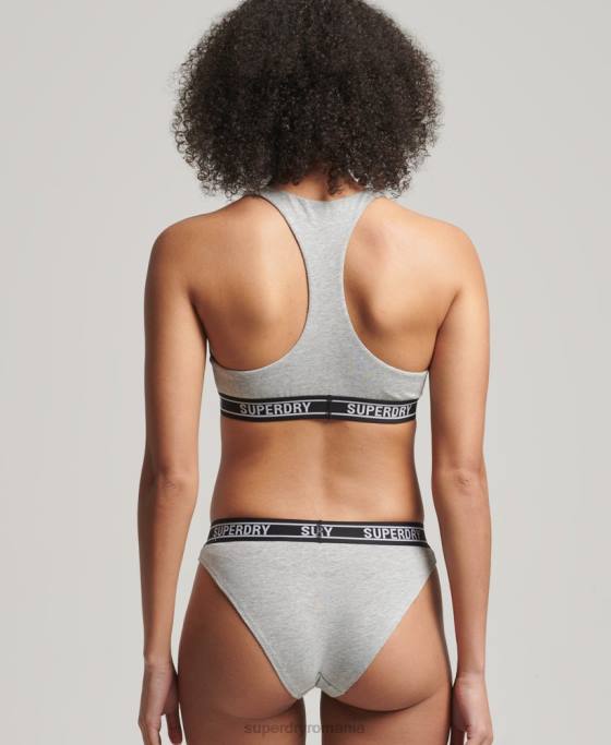 Superdry slip de bikini din bumbac organic cu mai multe sigle îmbrăcăminte gri deschis femei JX0Z6664
