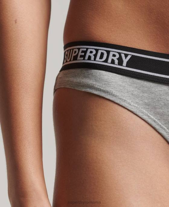 Superdry slip de bikini din bumbac organic cu mai multe sigle îmbrăcăminte gri deschis femei JX0Z6664