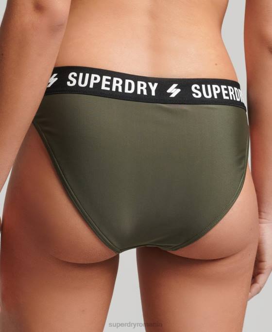 Superdry slip de bikini elastic reciclat îmbrăcăminte kaki femei JX0Z3231