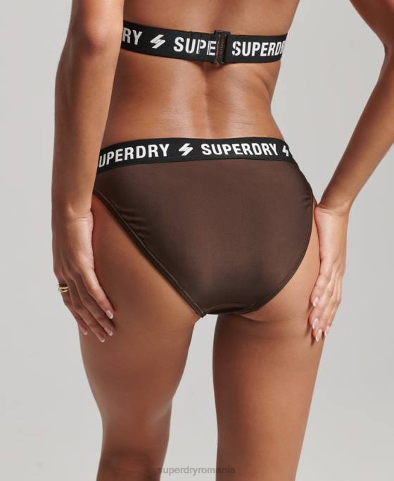 Superdry slip de bikini elastic reciclat îmbrăcăminte maro femei JX0Z3207