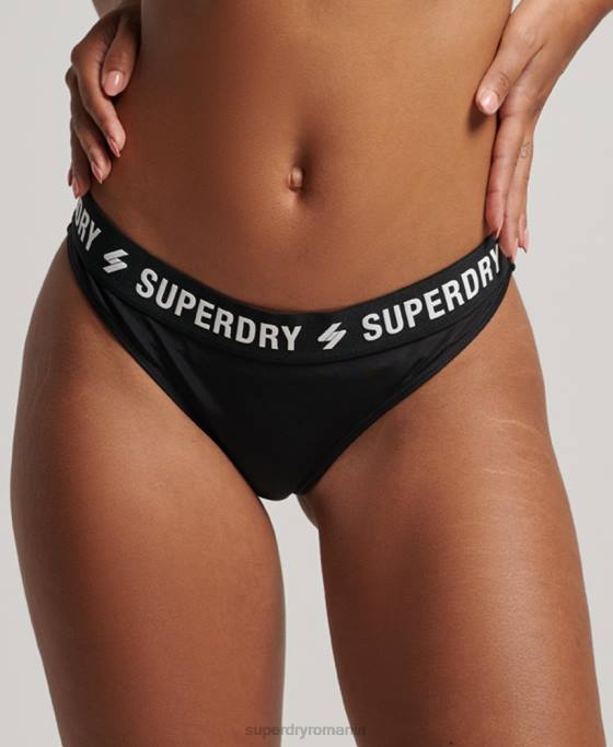 Superdry slip de bikini elastic reciclat îmbrăcăminte negru femei JX0Z3181
