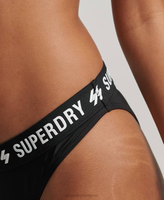 Superdry slip de bikini elastic reciclat îmbrăcăminte negru femei JX0Z3181