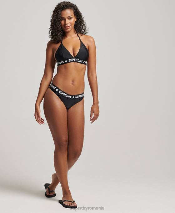Superdry slip de bikini elastic reciclat îmbrăcăminte negru femei JX0Z3181