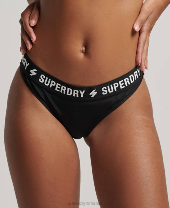 Superdry slip de bikini elastic reciclat îmbrăcăminte negru femei JX0Z3246