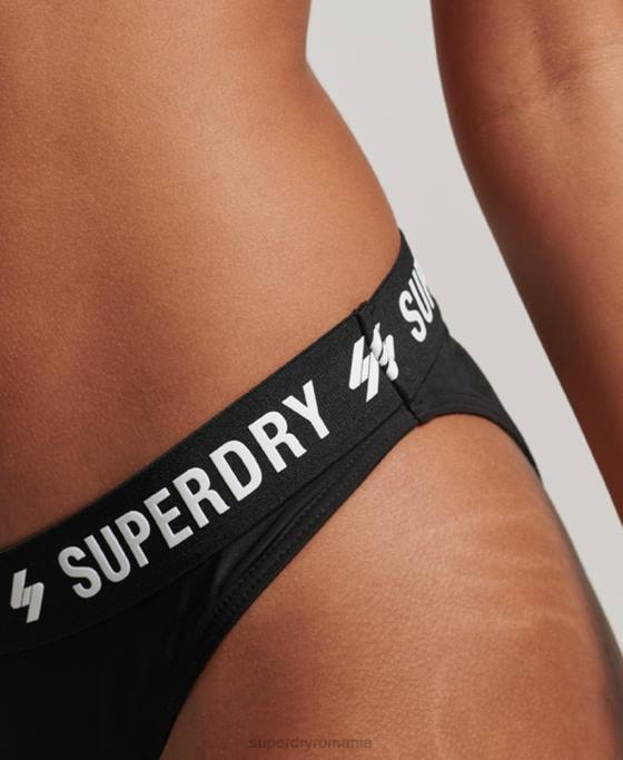 Superdry slip de bikini elastic reciclat îmbrăcăminte negru femei JX0Z3246