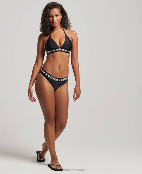 Superdry slip de bikini elastic reciclat îmbrăcăminte negru femei JX0Z3246