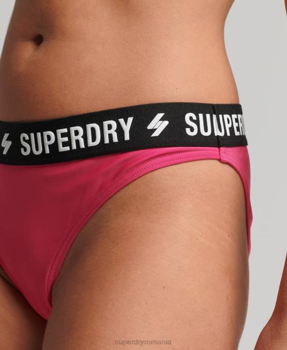 Superdry slip de bikini elastic reciclat îmbrăcăminte roz femei JX0Z6697