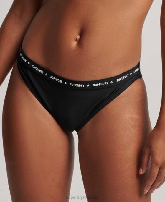 Superdry slip de bikini micro elastic reciclat îmbrăcăminte negru femei JX0Z3211