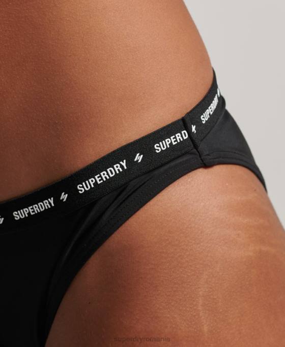 Superdry slip de bikini micro elastic reciclat îmbrăcăminte negru femei JX0Z3211