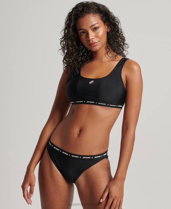 Superdry slip de bikini micro elastic reciclat îmbrăcăminte negru femei JX0Z3211