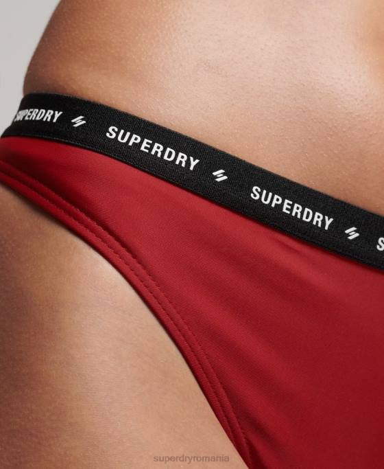Superdry slip de bikini micro elastic reciclat îmbrăcăminte roșu femei JX0Z3237