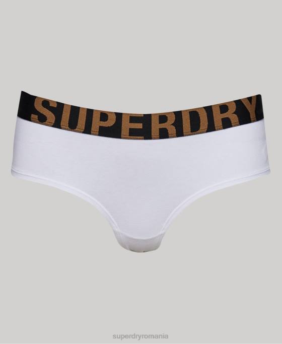 Superdry slip hipster cu logo mare din bumbac organic îmbrăcăminte alb femei JX0Z4276