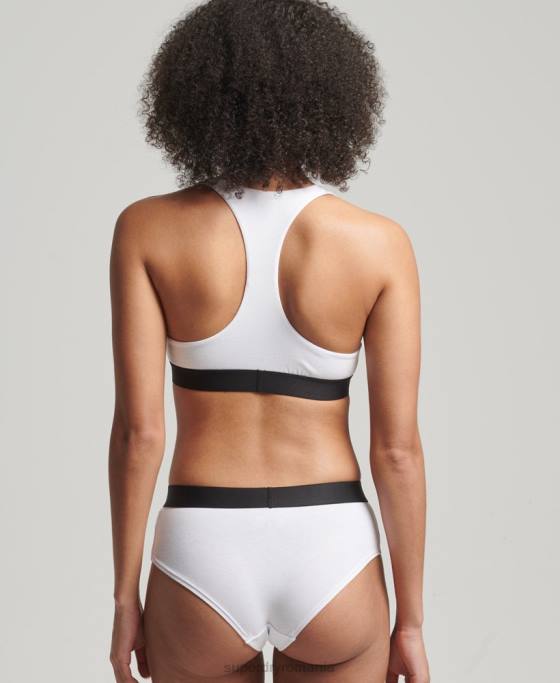 Superdry slip hipster cu logo mare din bumbac organic îmbrăcăminte alb femei JX0Z4276