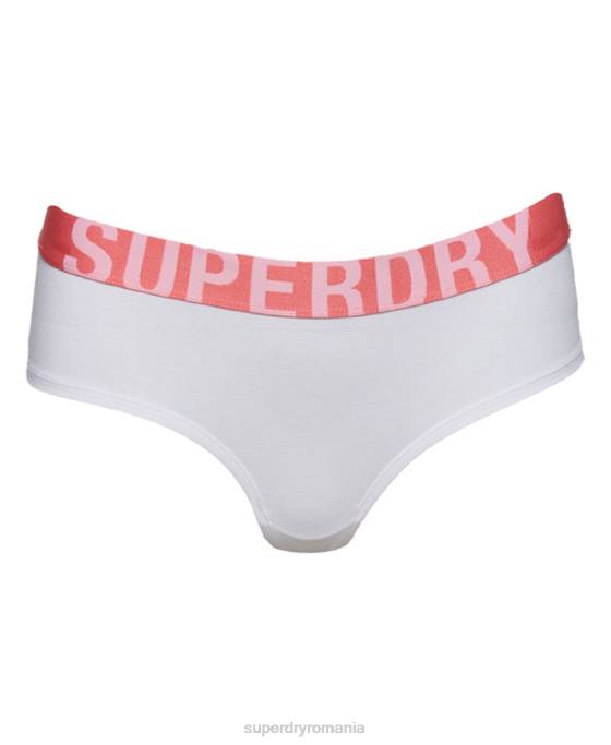 Superdry slip hipster cu logo mare din bumbac organic îmbrăcăminte alb femei JX0Z6567