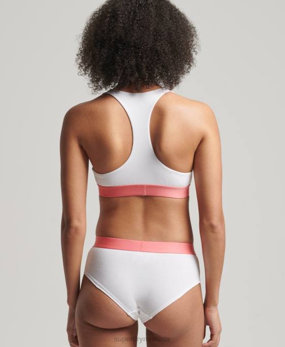 Superdry slip hipster cu logo mare din bumbac organic îmbrăcăminte alb femei JX0Z6567