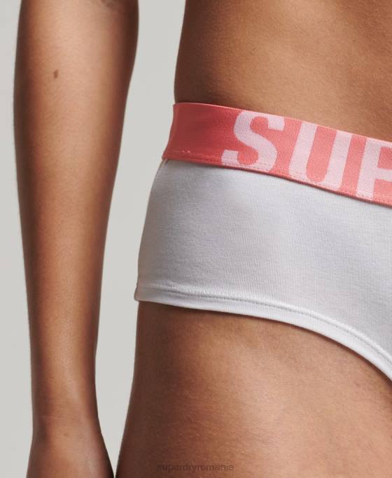 Superdry slip hipster cu logo mare din bumbac organic îmbrăcăminte alb femei JX0Z6567