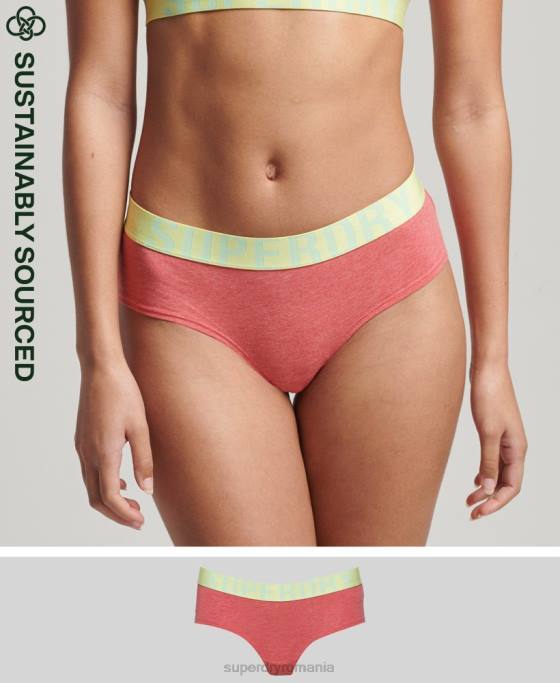 Superdry slip hipster cu logo mare din bumbac organic îmbrăcăminte coral femei JX0Z4319