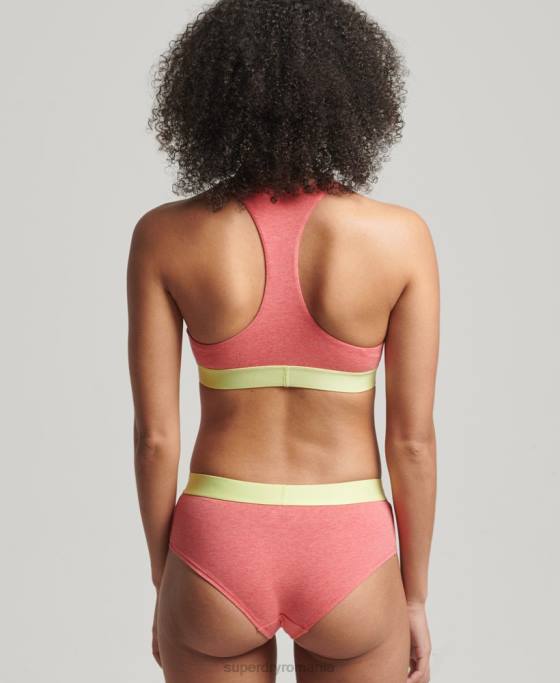 Superdry slip hipster cu logo mare din bumbac organic îmbrăcăminte coral femei JX0Z4319