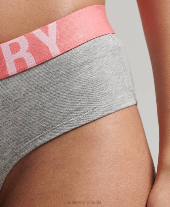 Superdry slip hipster cu logo mare din bumbac organic îmbrăcăminte gri deschis femei JX0Z6568