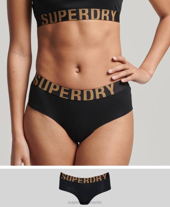 Superdry slip hipster cu logo mare din bumbac organic îmbrăcăminte negru femei JX0Z6554