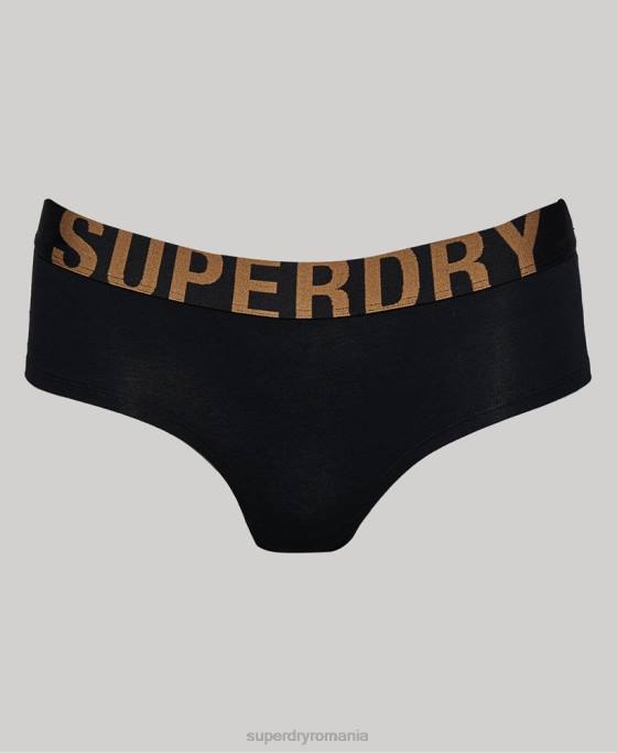 Superdry slip hipster cu logo mare din bumbac organic îmbrăcăminte negru femei JX0Z6554