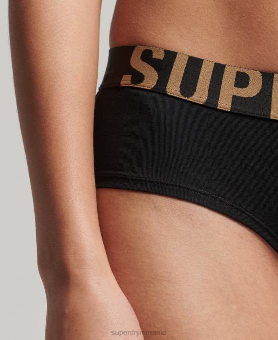 Superdry slip hipster cu logo mare din bumbac organic îmbrăcăminte negru femei JX0Z6554