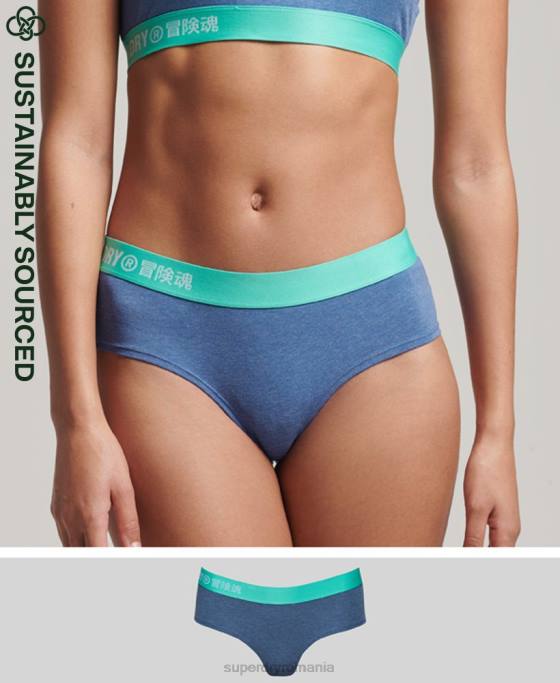 Superdry slip hipster din bumbac organic cu logo offset îmbrăcăminte albastru femei JX0Z6560