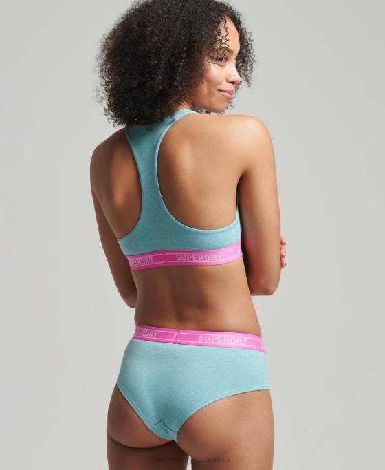 Superdry slip hipster din bumbac organic cu mai multe sigle îmbrăcăminte albastru femei JX0Z6551