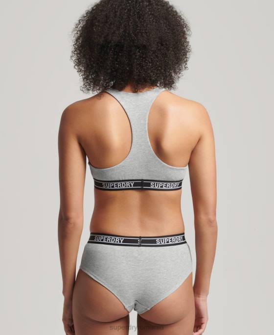 Superdry slip hipster din bumbac organic cu mai multe sigle îmbrăcăminte gri deschis femei JX0Z6558