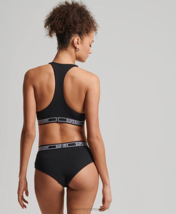 Superdry slip hipster din bumbac organic cu mai multe sigle îmbrăcăminte negru femei JX0Z6648