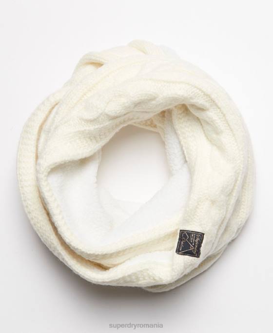 Superdry snood de cablu din tweed accesorii alb femei JX0Z4305