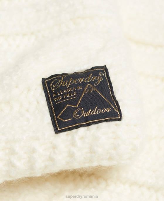 Superdry snood de cablu din tweed accesorii alb femei JX0Z4305