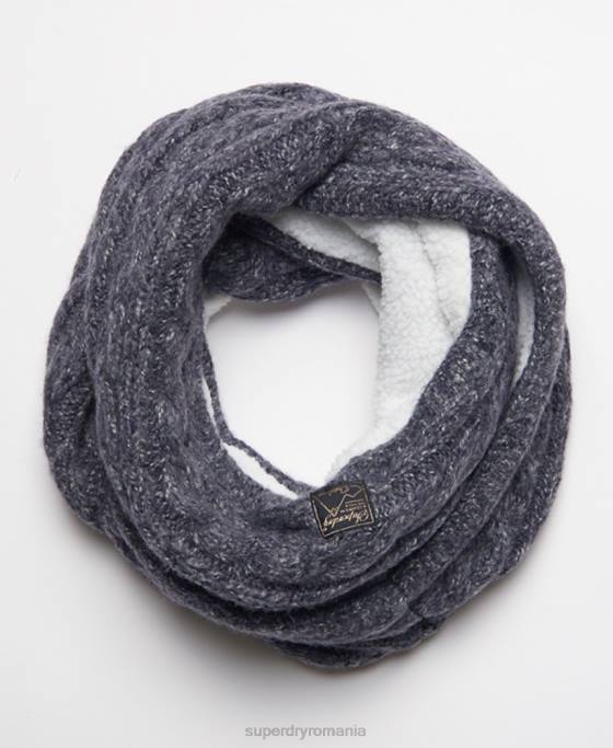 Superdry snood de cablu din tweed accesorii marina femei JX0Z4302