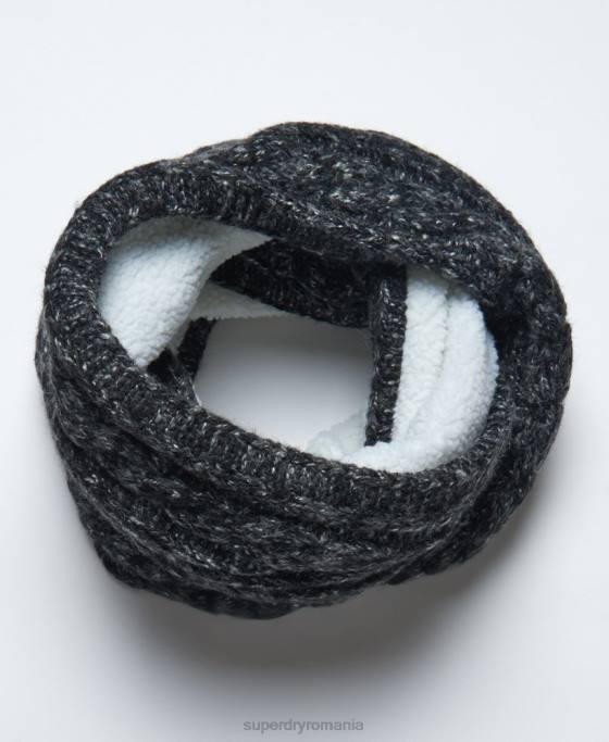 Superdry snood de cablu din tweed accesorii negru femei JX0Z4299