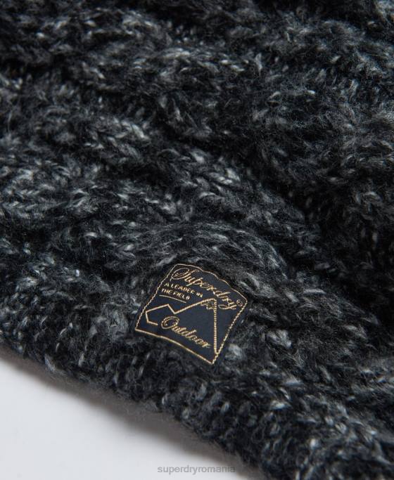 Superdry snood de cablu din tweed accesorii negru femei JX0Z4299