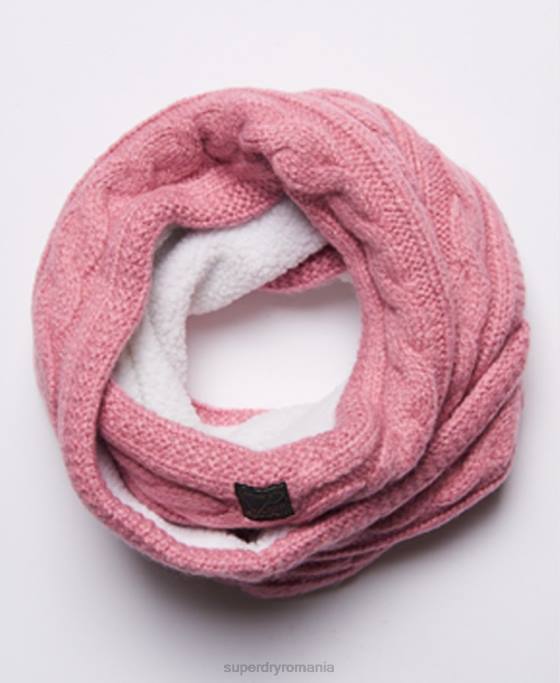 Superdry snood de cablu din tweed accesorii roz femei JX0Z4308