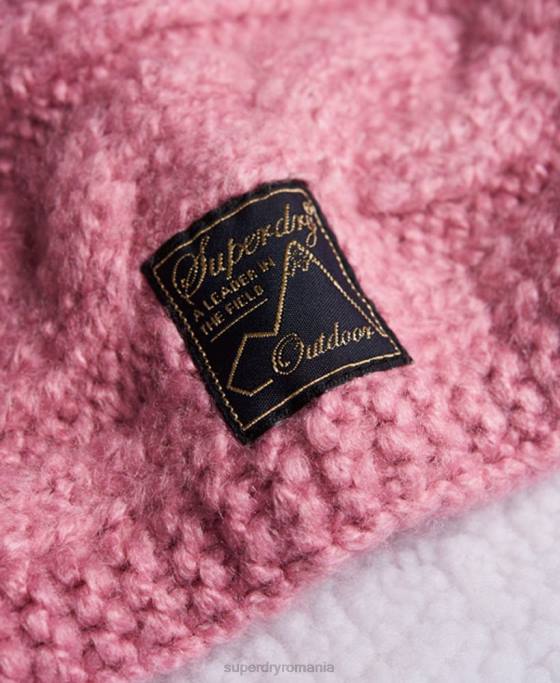 Superdry snood de cablu din tweed accesorii roz femei JX0Z4308