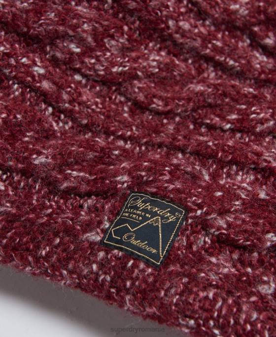 Superdry snood de cablu din tweed accesorii roșu femei JX0Z4314