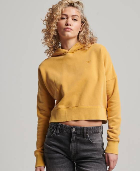 Superdry spălați hanoracul crop îmbrăcăminte aur femei JX0Z3411