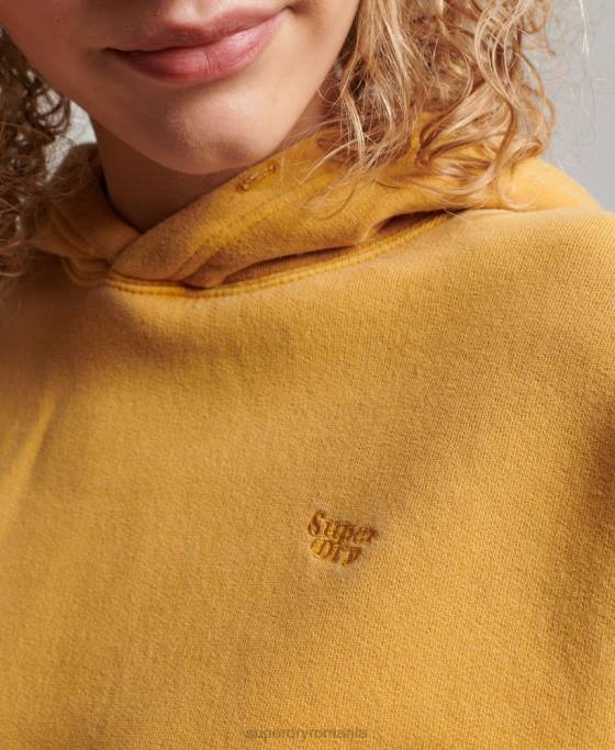 Superdry spălați hanoracul crop îmbrăcăminte aur femei JX0Z3411