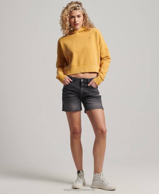 Superdry spălați hanoracul crop îmbrăcăminte aur femei JX0Z3411